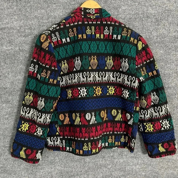 Vintage Artes Guatemattecas Jacket Womens Medium Cropped Hand Woven Wearable Art - Picture 4 of 16